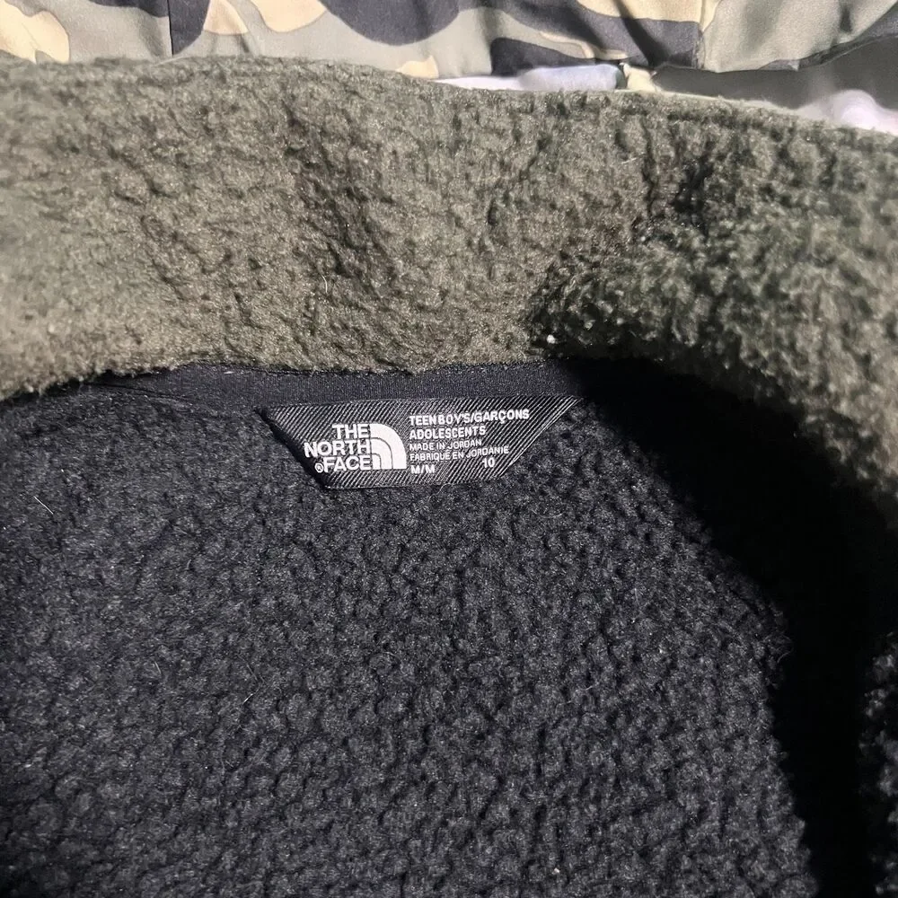 THE NORTH FACE Forrest Mashup Fleece Snap Jacket Boys Size M (10) Camo Green